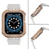 Pasek z etui ochronnym Protect Strap Band do Apple Watch 42 / 44 / 45 mm opaska obudowa pancerna - biały, różowe złoto